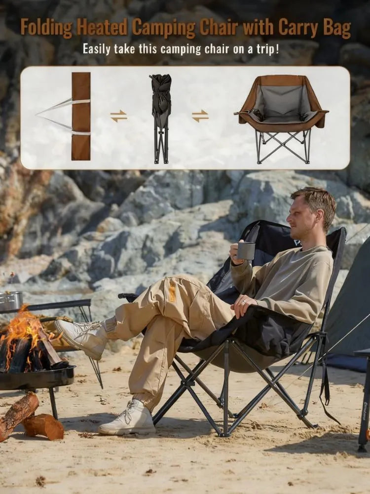 3-Second Heat-Up Camping Chair | 3 Heat Settings, 10Hrs Runtime, Your Portable Campfire
