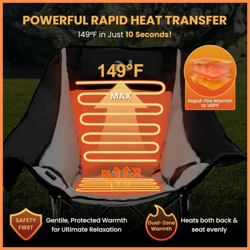 🪑Ends Today : Free Camping Table| Heated Rocker, 400LBS Capacity, Padded High-Back for Ultimate Warmth