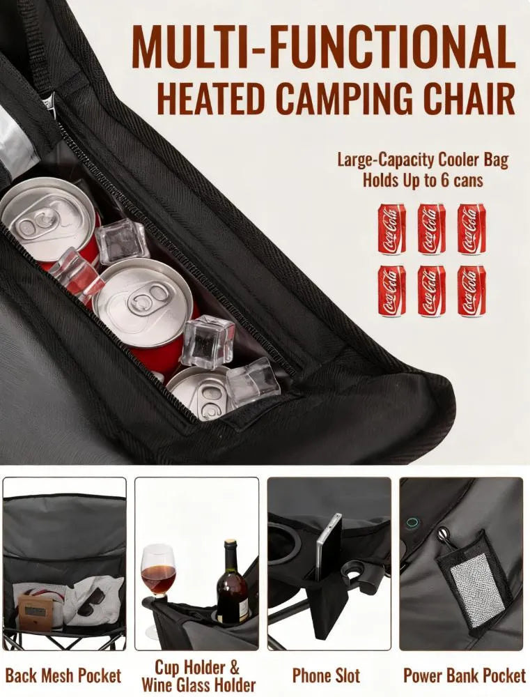 3-Second Heat-Up Camping Chair | 3 Heat Settings, 10Hrs Runtime, Your Portable Campfire