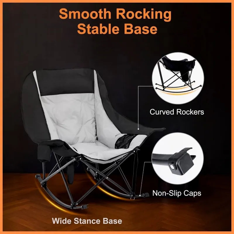 🪑Ends Today : Free Camping Table| Heated Rocker, 400LBS Capacity, Padded High-Back for Ultimate Warmth
