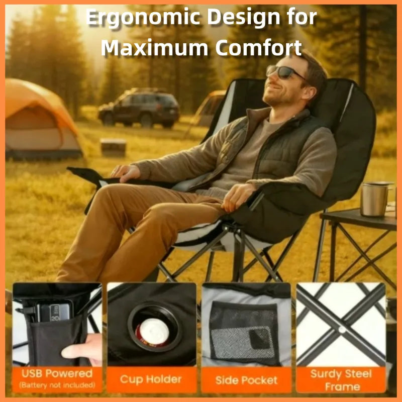 🪑Ends Today : Free Camping Table| Heated Rocker, 400LBS Capacity, Padded High-Back for Ultimate Warmth