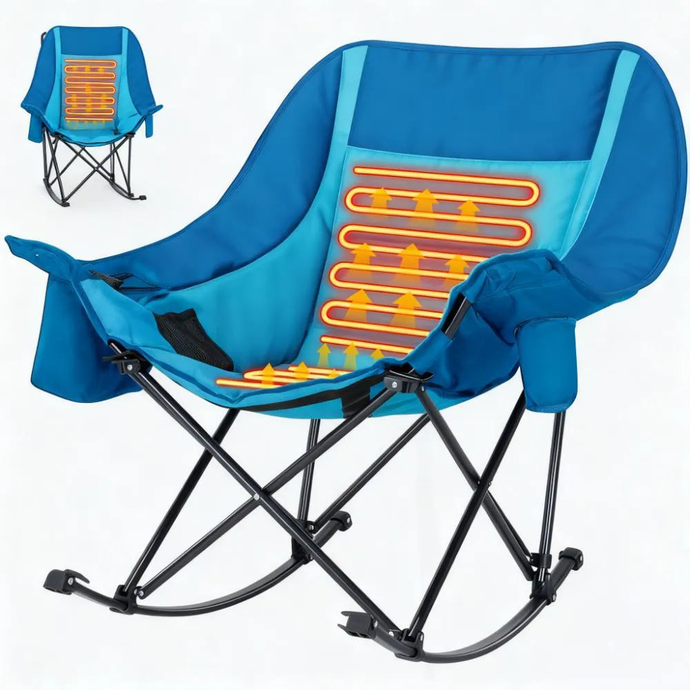 🪑Ends Today : Free Camping Table| Heated Rocker, 400LBS Capacity, Padded High-Back for Ultimate Warmth